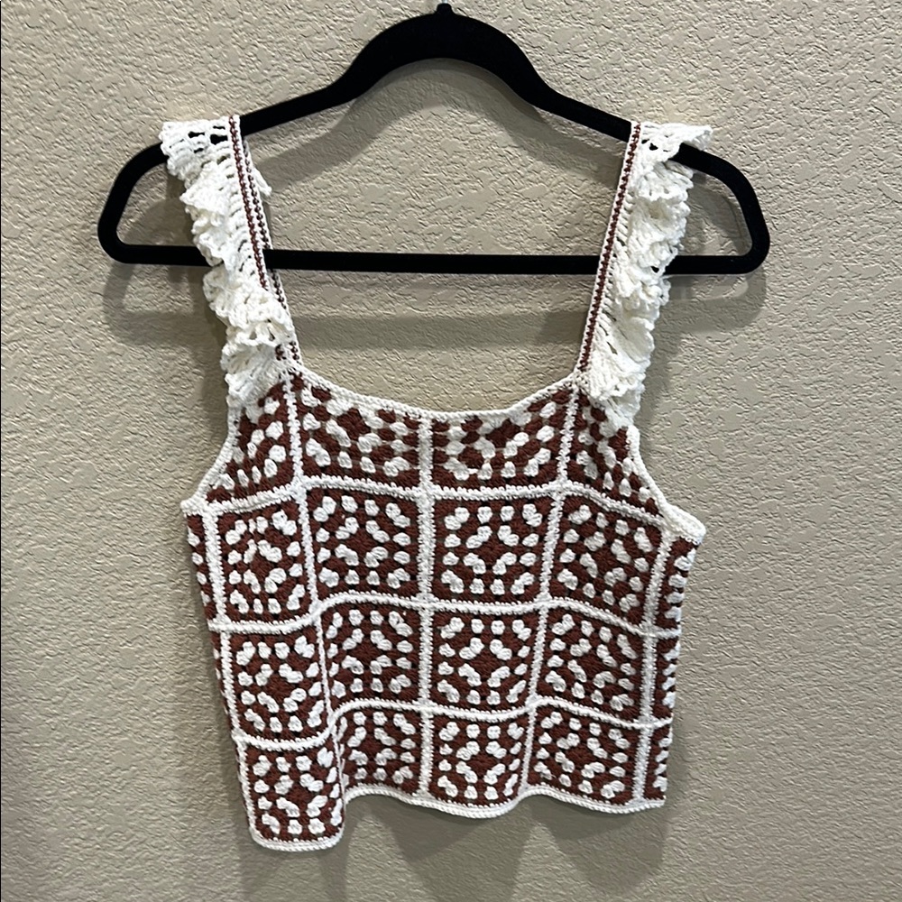 Marine Layer NWT crochet Tank Top White Brown